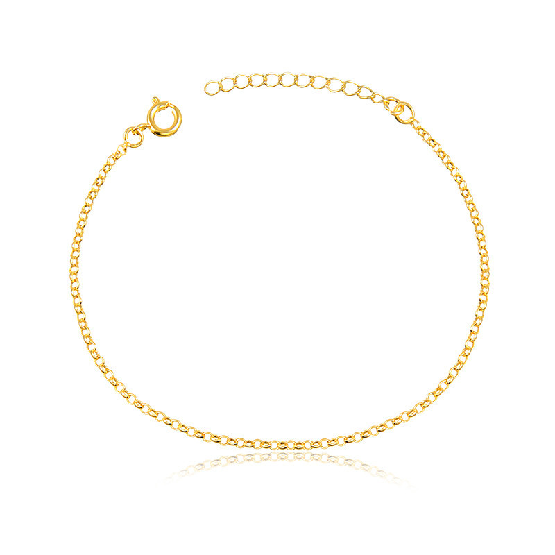 Pulseira Banho de Ouro 18K Infantil Elos Português Fino (15cm)
