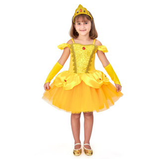 Vestido Fantasia A Bela e a Fera Princesa Menina Curto Luxo em Oferta na Shopee