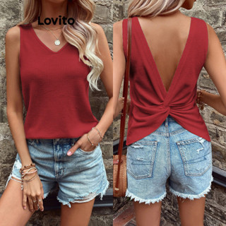 Lovito Regata Casual Sem Costas Com Nó Liso Para Mulheres LNL43175