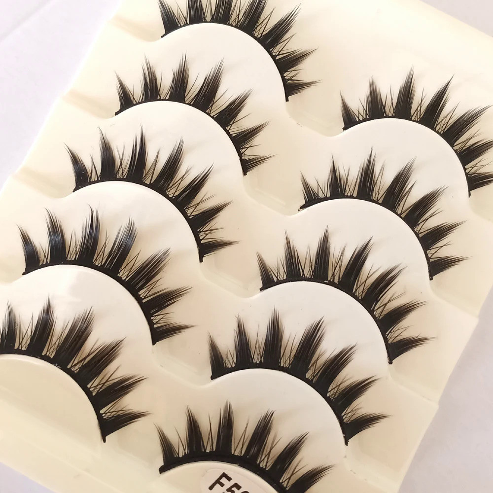 Natural Maquiagem Cosplay Longo Cruz Faixa Cílios Postiços Cílios Pretos Eye Lashes e Cat Eye Lashes 5 pares