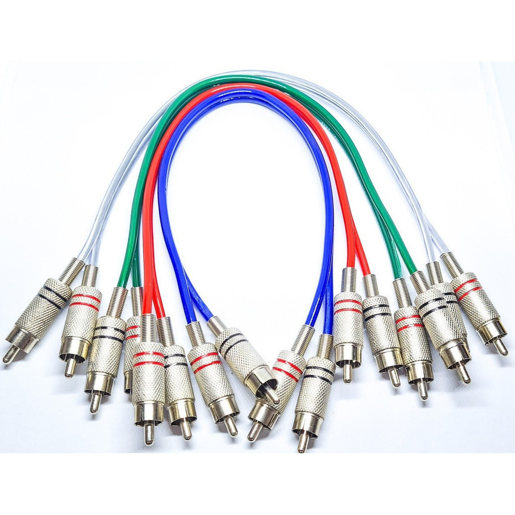 Kit 2 Cabos 2+2 Rca 30cm  Metal Blindado  Home Theate em Oferta na Shopee