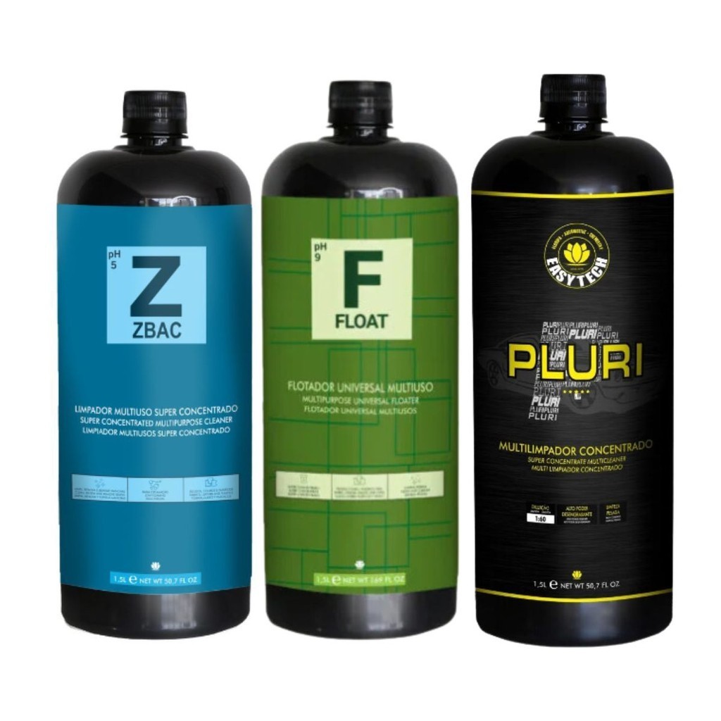 Kit Higienização Easytech - Pluri 1.5L + Zbac 1.5L + Float 1.5L