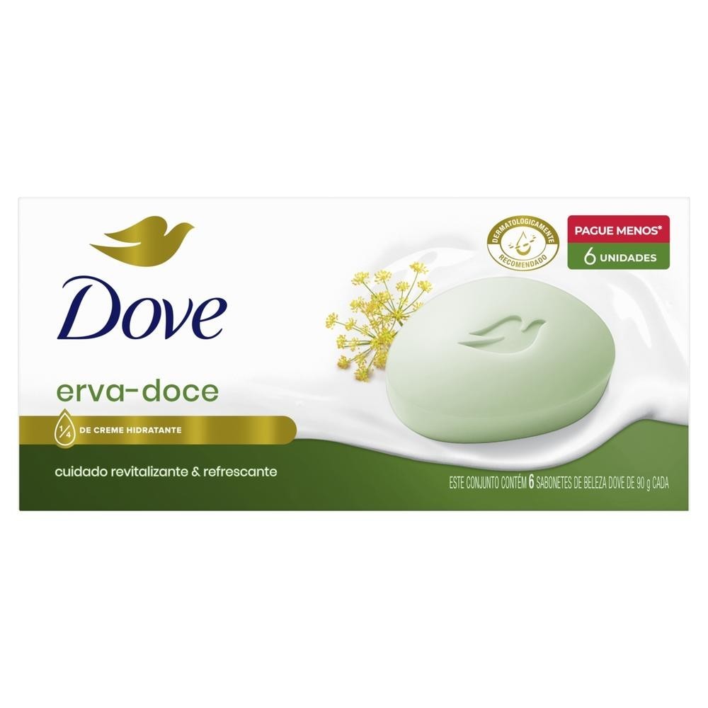Kit Sabonete Barra Dove Erva Doce e Camomila com 6 Unidades - Beauty