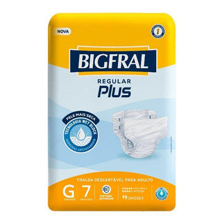 Fralda Geriátrica Bigfral Plus Regular Tamanho G - 8 Pacotes com 7 Fraldas - Total 56 Tiras em Oferta na Shopee