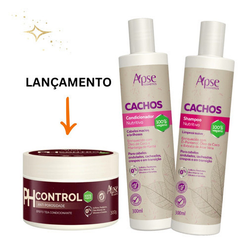 KIT SHAMPOO + CONDICIONADOR CACHOS E PH CONTROL