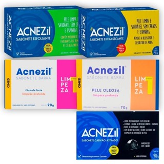 Sabonetes Acnezil Extrassecante, Pele Acneica, Esfoliante, Fórmula Forte ou Oleosa Cimed em Oferta na Shopee