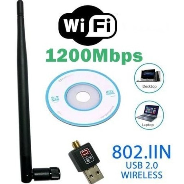Antena Receptora Wireless Wifi Usb 1200 Mbps Pc
