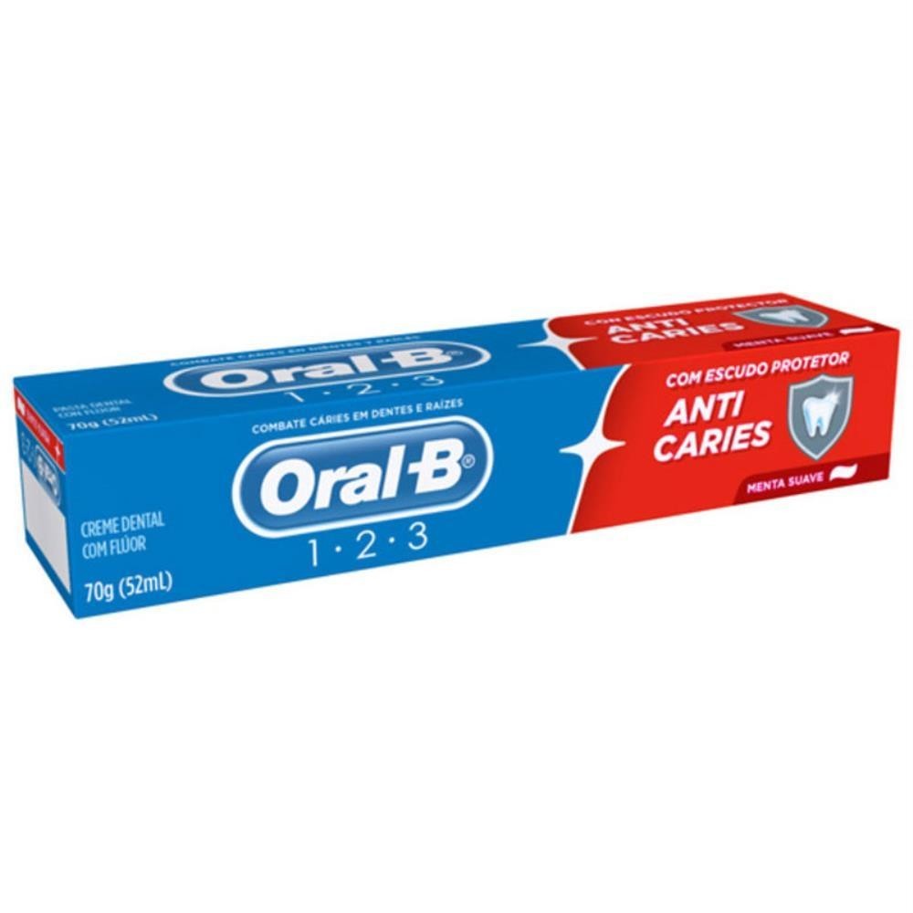 ORAL-B CREME DENTAL 1-2-3 ANTICÁRIES COM 70G em Oferta na Shopee