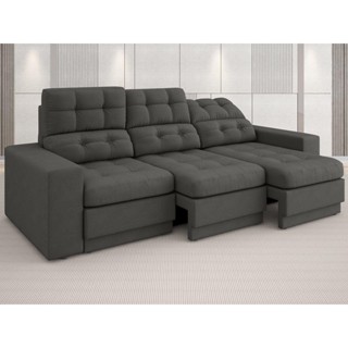 Sofá 3 Lugares Net Jobim Assento Retrátil e Reclinável Cinza 2,05m (L) em Oferta na Shopee