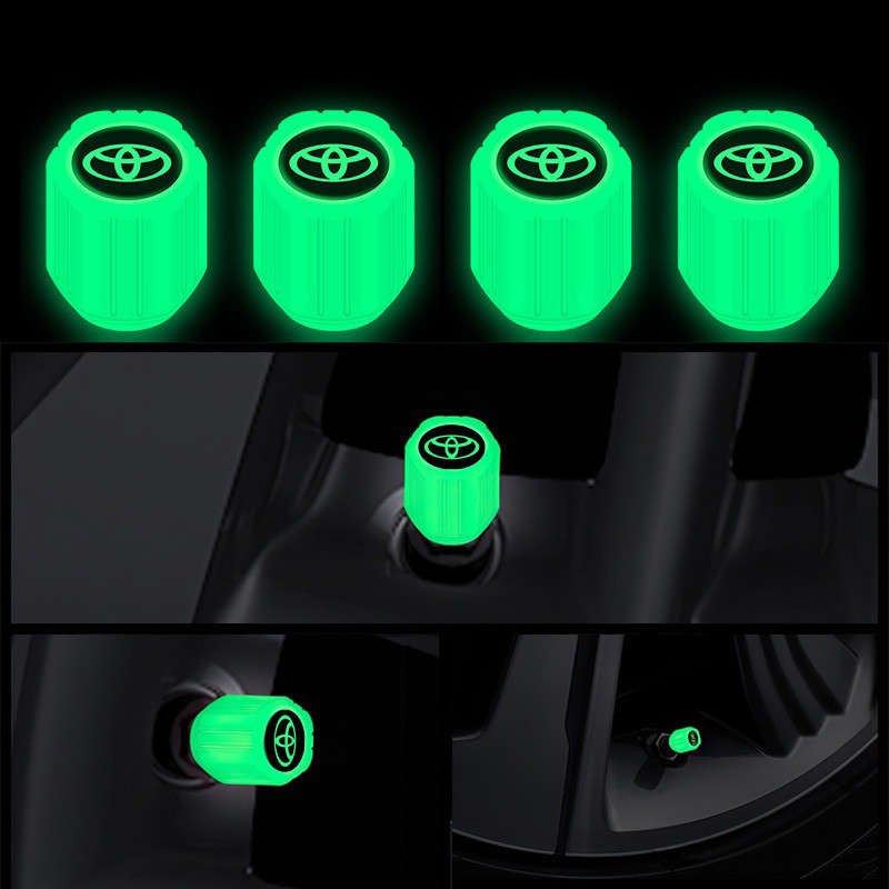 4pcs Toyota Luminous Universal Carro Luminoso Tampas De Válvulas Para Pneus Vios ncp93 Wish Hilux Yaris Rush Corolla Cross Avanza Innova Hiace Alphard Altis Camry Acessórios Carros De Bicicleta