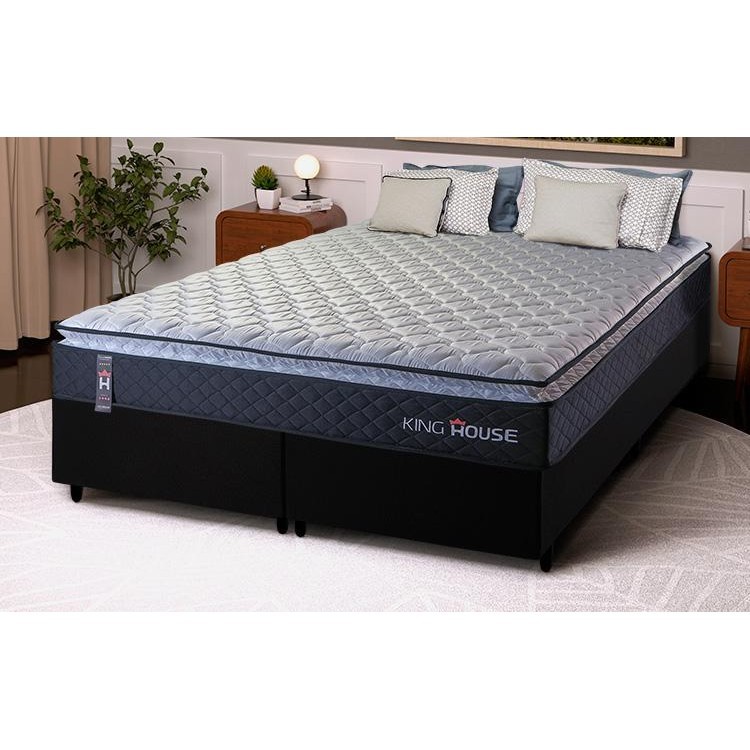 Conjunto Cama Box King Dakota Preto 193x203x57 Espuma D33 em Oferta na Shopee