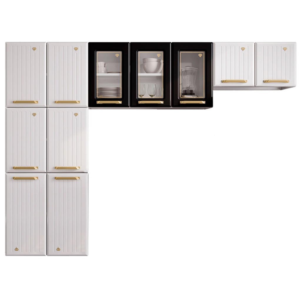 Cozinha de Aço Compacta Diamante 11 Portas com Vidro 818460
