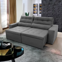 Sofá Retrátil/Reclinável Arizona 2,30m Suede Velut Cinza - King House
