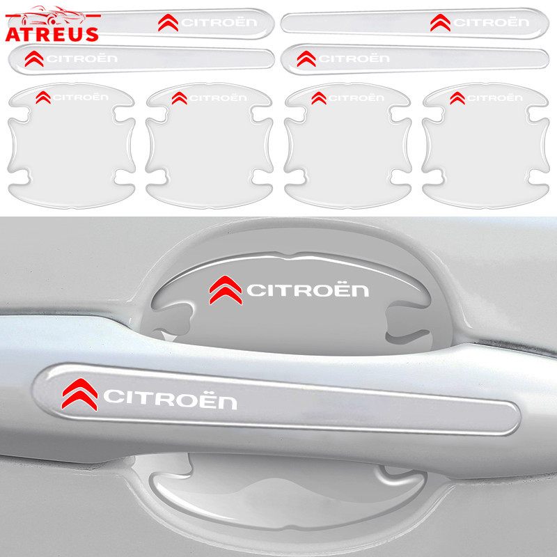 4/8Pcs Citroen Autocolantes Protetores Contra Arranhões Na Porta Do Carro maçanetas de porta Invisible De Proteção Colisões Para Citroen c4 Cactus c5 c3 Aircross e-c4 DS5 DS7
