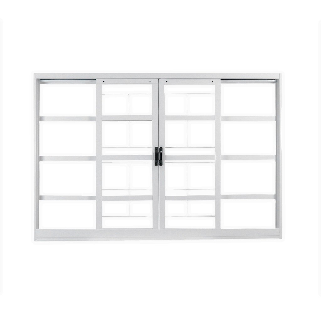 Janela de Aço de Correr 100x120cm 4 Folhas com Grade Minas Sul MGM 100cm x 120cm - Home & Living