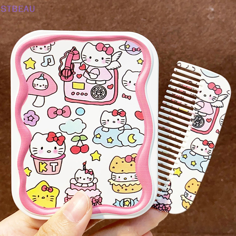 [cxSTBEAU] Sanrio Hello Kitty Mini Espelho De Maquiagem Dobrável Com Portátil Fofo Para Meninas Mirror 【 MME 】