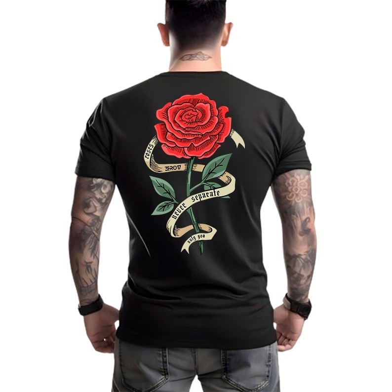 Camiseta Invicto Masculina estampa nas costas  Change Flor Rosa Espinho Malha 100%algodão Hype