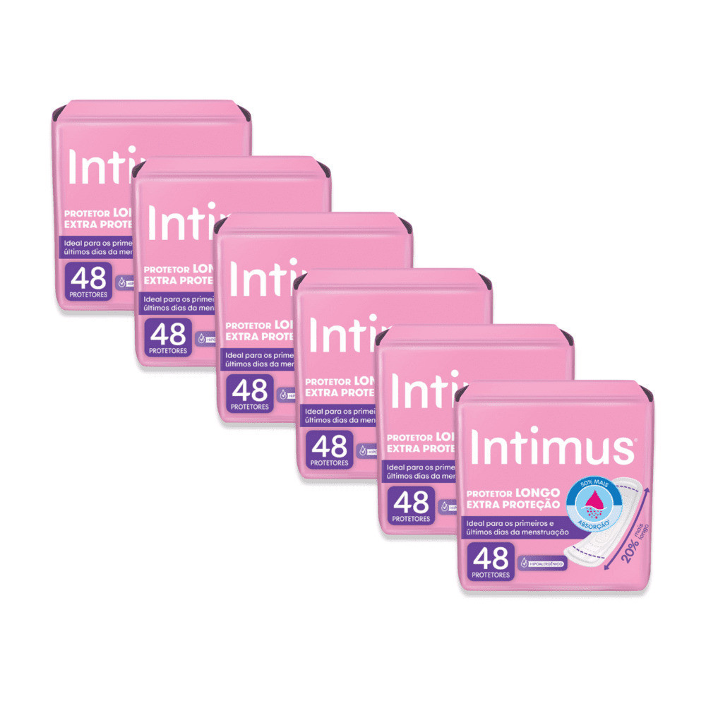 Kit 6 - Protetor Diário Intimus Longo Extra Proteção 48 Un em Oferta na Shopee