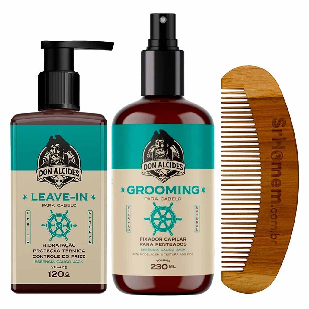 Leave-in 120g Grooming e Calico Jack Pente Curvo Don Alcides