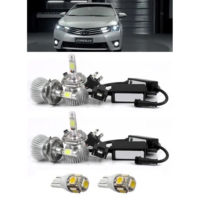 Kit Lâmpada LED Corolla 2015 a 2017 Farol Baixo Farol Milha Lâmpada Pingo Total 6 Lâmpadas