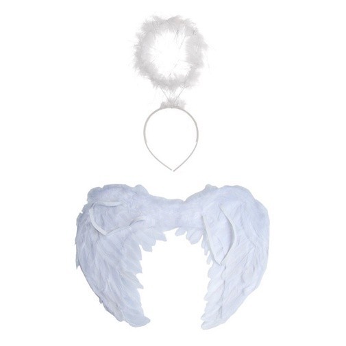 Kit Asa de Anjo c/ tiara tamanho  adulto e infantil Branco/Preto Para Carnaval Festa Fantasia em Oferta na Shopee