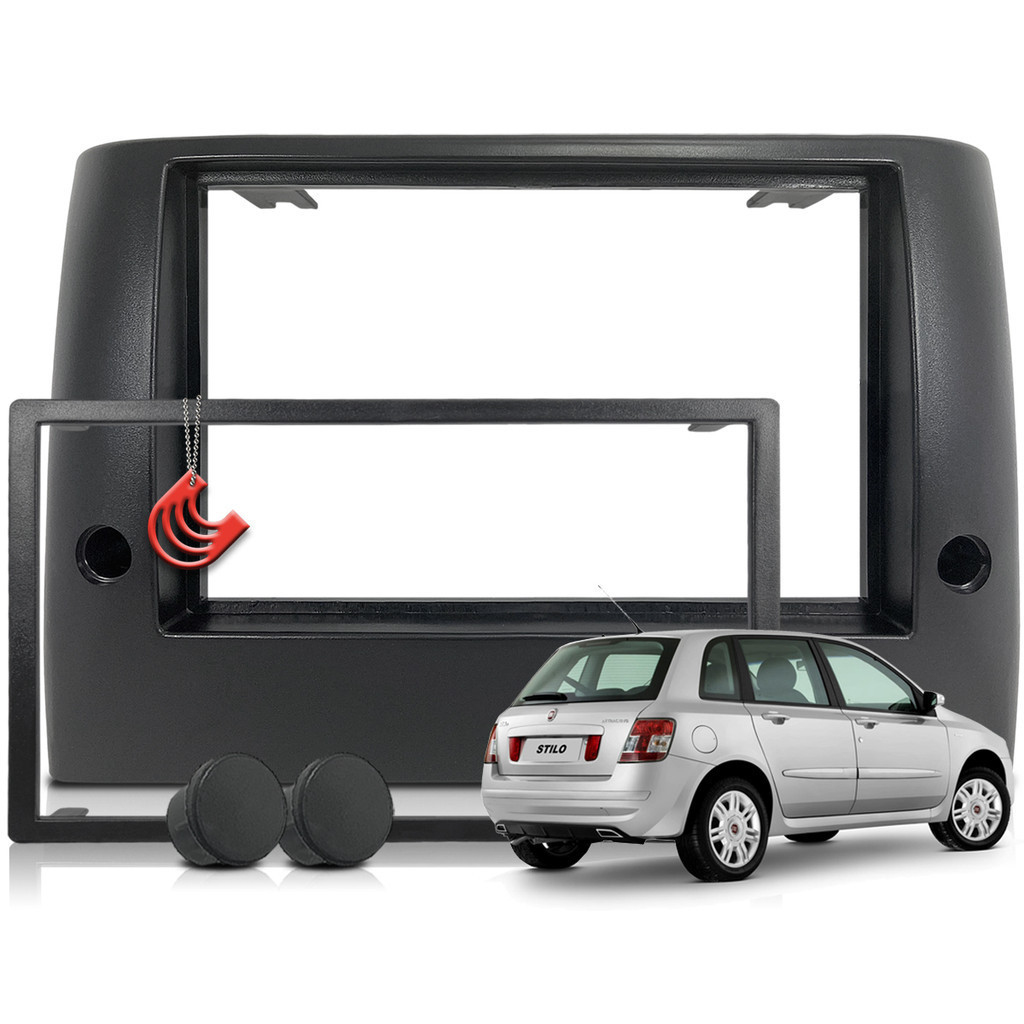Moldura Painel 2 Din Central Multimidia Dvd Mp5 Preta Fiat Stilo 02/12 em Oferta na Shopee