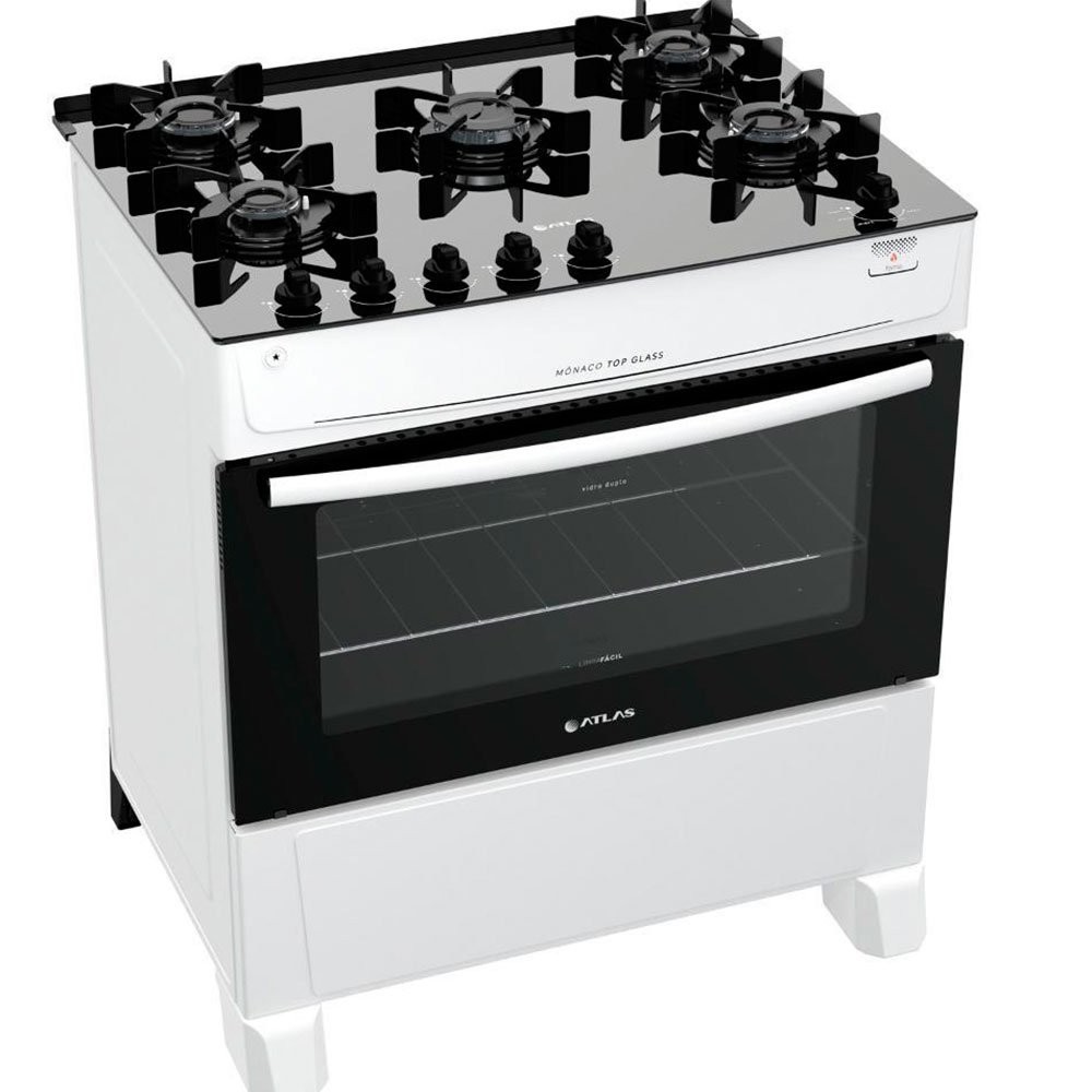 Fogão Atlas 5 Bocas Mônaco Top Glass Com Acendimento Automático em Oferta na Shopee