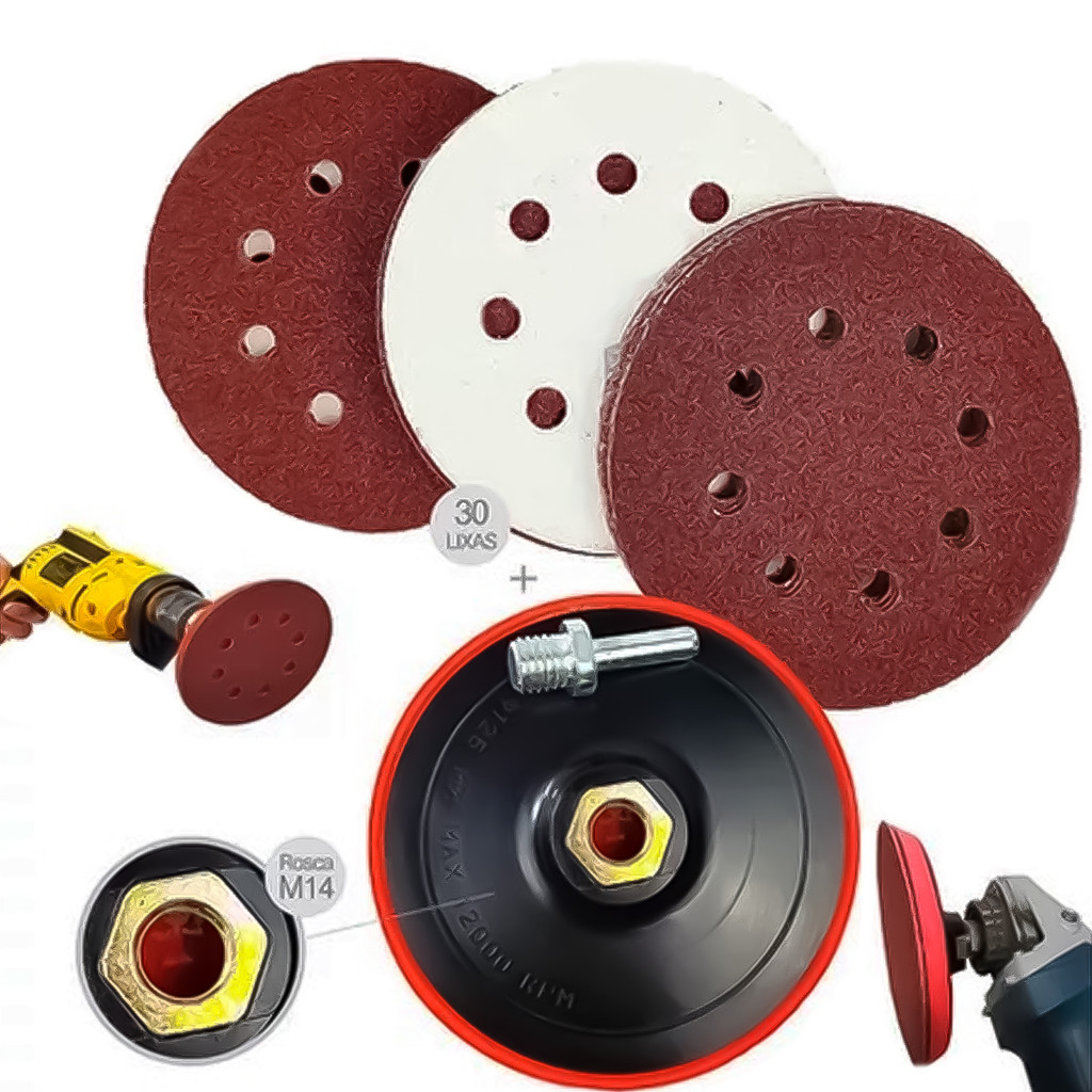 Suporte De Boina Furadeira Lixadeira + 30 Discos Lixa 125mm em Oferta na Shopee