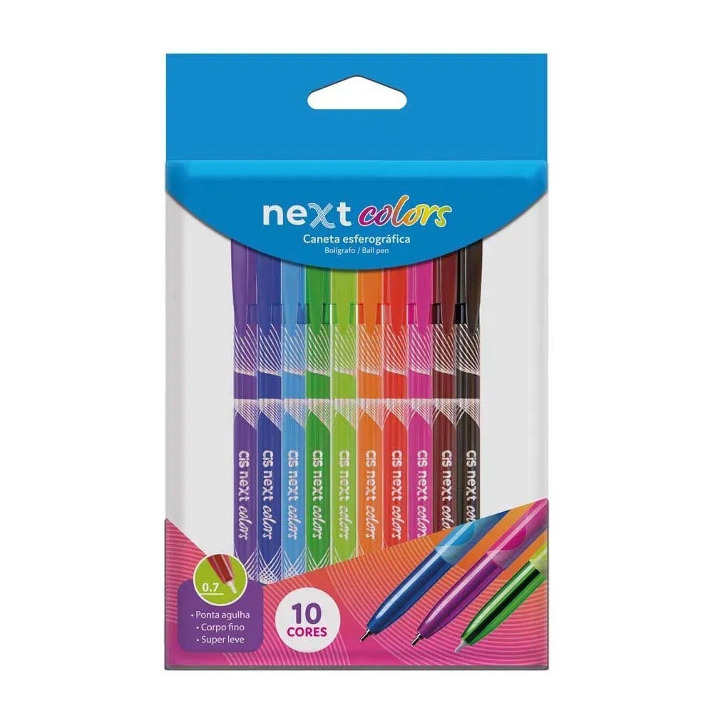 Caneta Esferográfica 0.7mm 10 Cores Next CiS em Oferta na Shopee