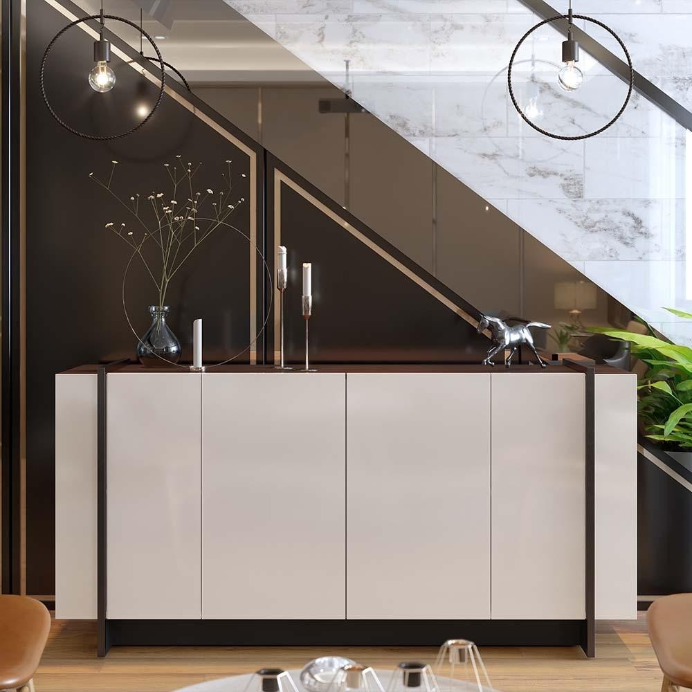 Imagem Buffet Aparador Decorativo 160cm Destin Off White/Preto G73 - Gran Belo