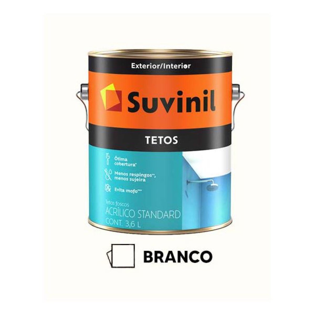 TINTA PARA TETOS BRANCO FOSCO 3,6L SUVINIL em Oferta na Shopee