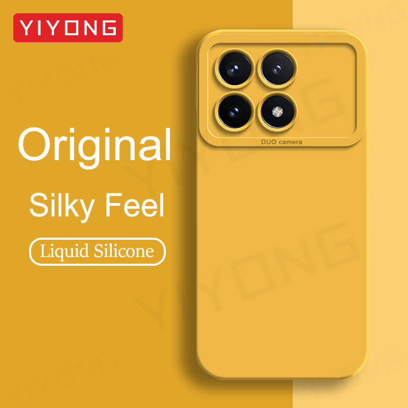 Para PocoX6 Pro 5G Caso YIYONG Quadrado Silicone Líquido Capa Macia Xiaomi Poco X6 X7 F6 F7 Ultra Global Casos De Telefo