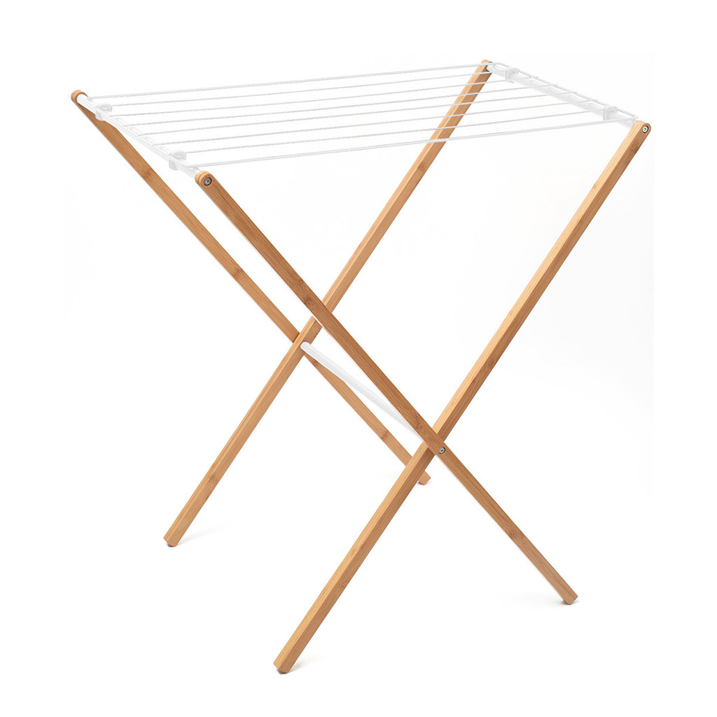 Varal Horizontal Chão Dobrável Em Bambu Com Hastes Metálicas - Simplo em Oferta na Shopee