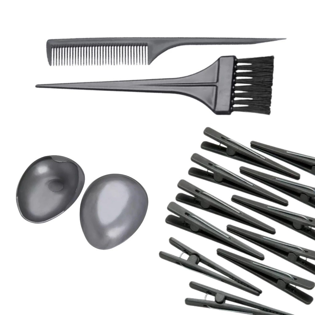 Kit Básico Tintura Pincel, Pente, Protetor de orelha , 12 Clips em Oferta na Shopee