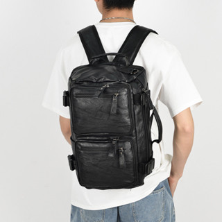 mochilas de costas masculinas feminina de couro grande reforçada para notebook e viagem em Oferta na Shopee