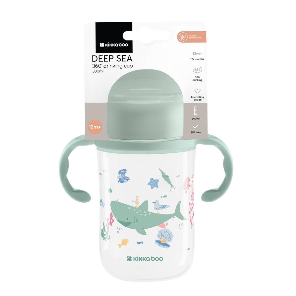 Copo de Treinamento 360º Deep Sea Mint 300ml KikkaBoo em Oferta na Shopee