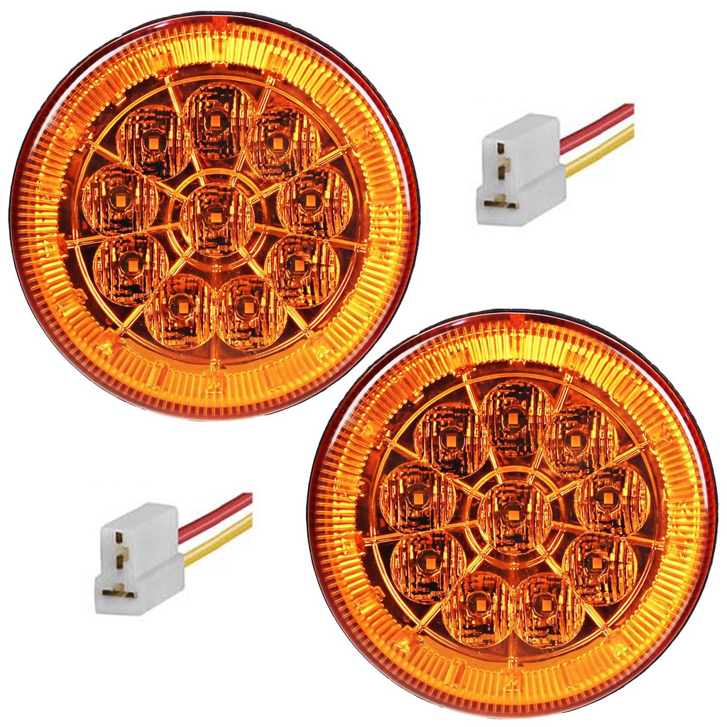 2 Lanterna Traseira 125mm Caminhão Carreta Mod. Randon 10 LED AM 24V +Conector