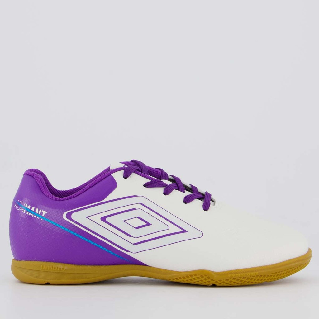Chuteira Umbro Adamant Top Speed Futsal Juvenil Branca e Roxa - Sports & Outdoors