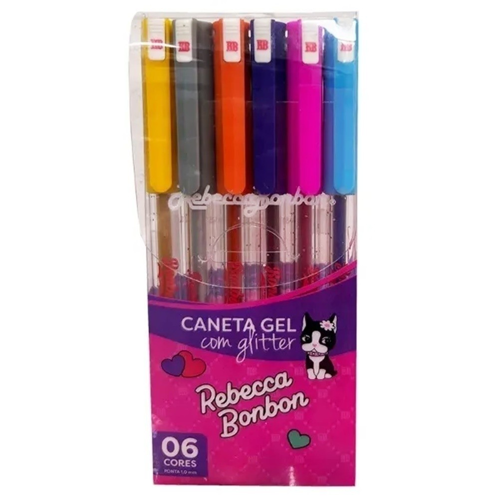 Caneta Esferografica Gel Glitter Rebecca Bonbon SkyPaper 6 Cores SK0402
