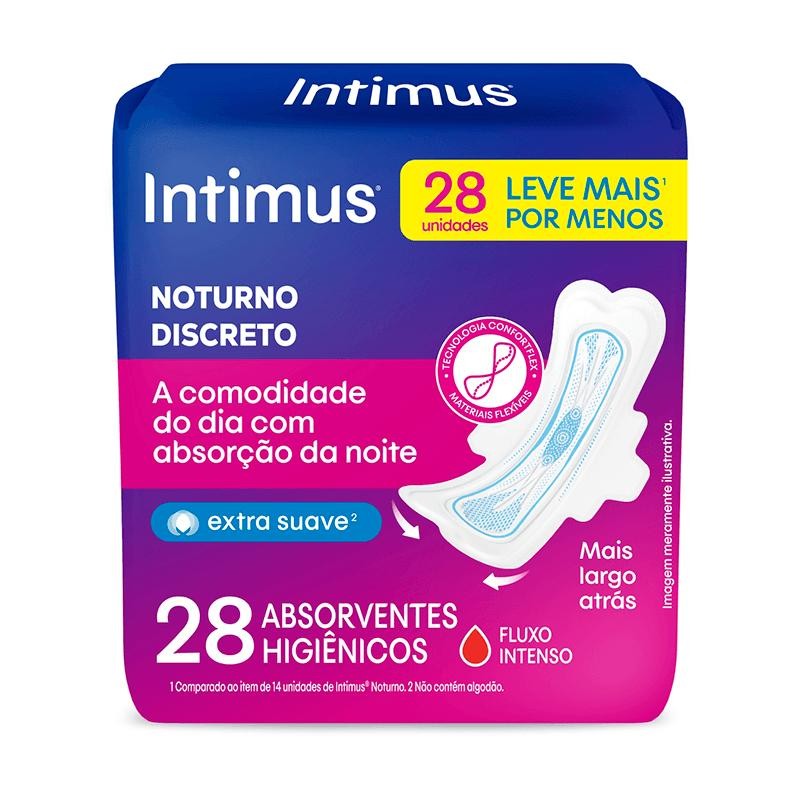 Absorvente Intimus Noturno Discreto Extra Suave com Abas 28 Unidades em Oferta na Shopee