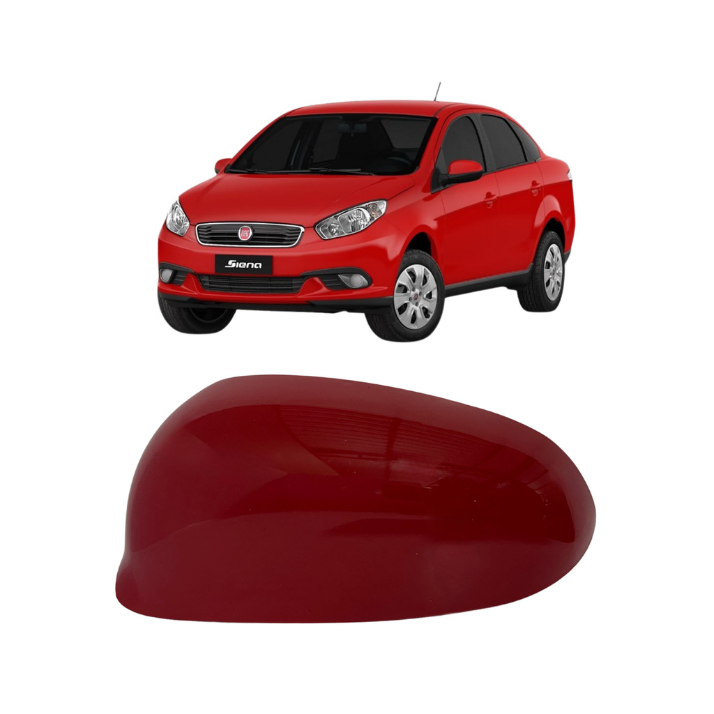 Capa Moldura Retrovisor Grand Siena 2012 à 2021 Padrão Original Vermelho Alpine Esquerdo