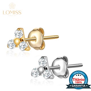 Brinco Titânio Delicado Trinity Zircônia Cravejada em Oferta na Shopee