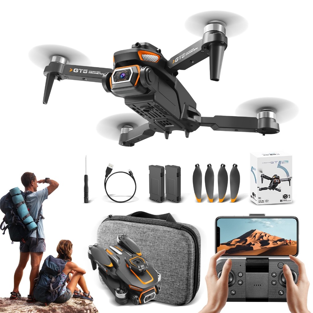 Drone profissional GT5 com motor sem escovas e câmara HD Wi-Fi FPV + 2 baterias