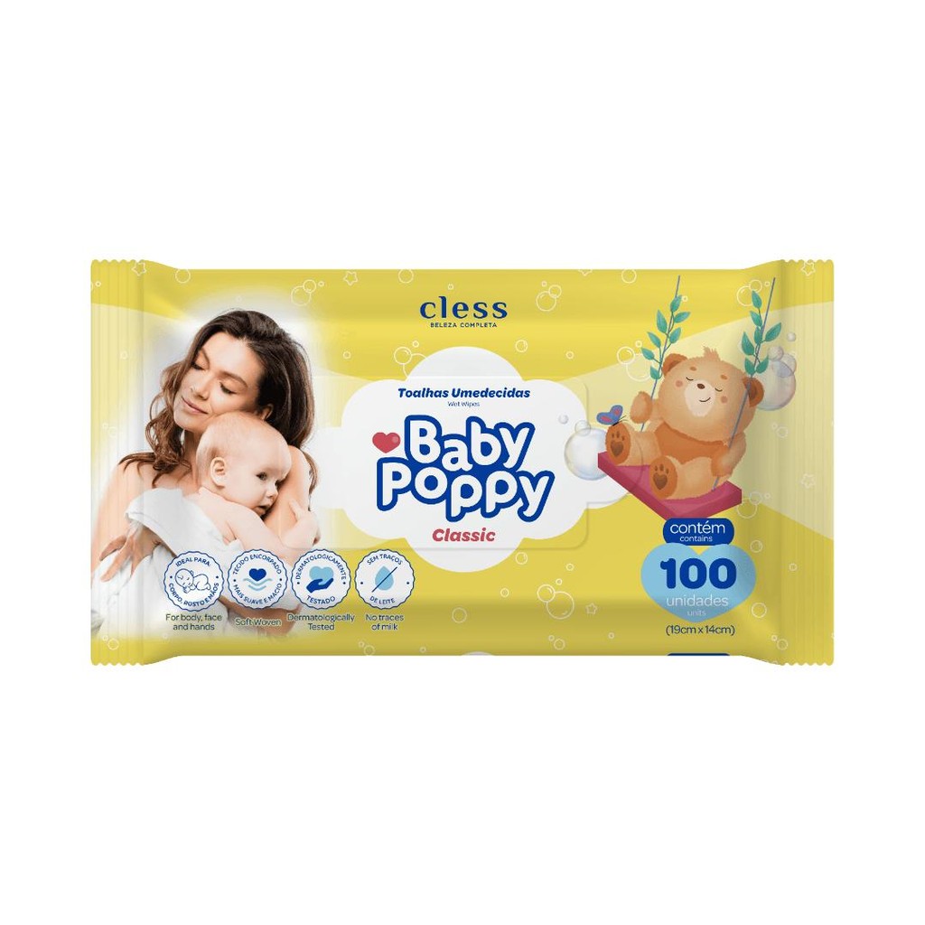 Baby Poppy Toalhas Umedecidas Classic 100 unidades em Oferta na Shopee