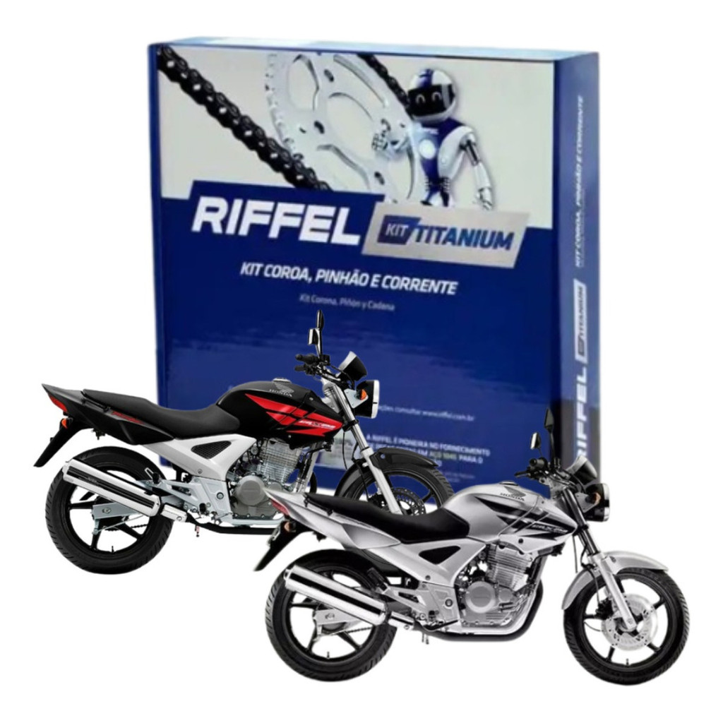 Kit Relação Tração Transmissão Cbx 250 Twister 2001 a 2008 Original Riffel
