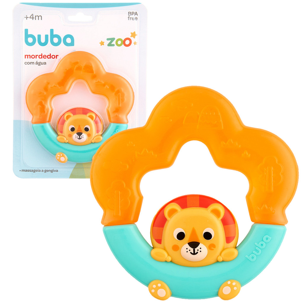 Mordedor Leãozinho Zoo com Água Free BPA 19621 - Buba em Oferta na Shopee