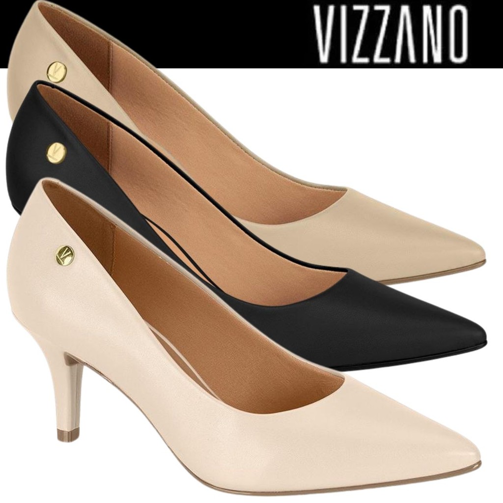Scarpin Feminino Vizzano Lisa Salto Médio Bico Fino Social Conforto em Oferta na Shopee