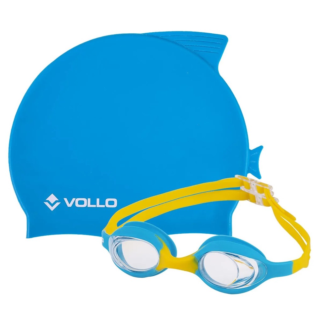 Kit De Natação Vollo óculos Giant Dolphin E Touca De Silicone - Infantil em Oferta na Shopee