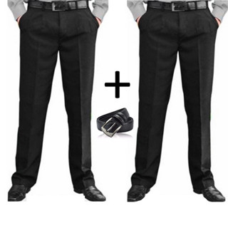 Kit 2 Calças Sociais c/ Cinto - Preto, Bege, Azul Marinho e Cinza em Oferta na Shopee