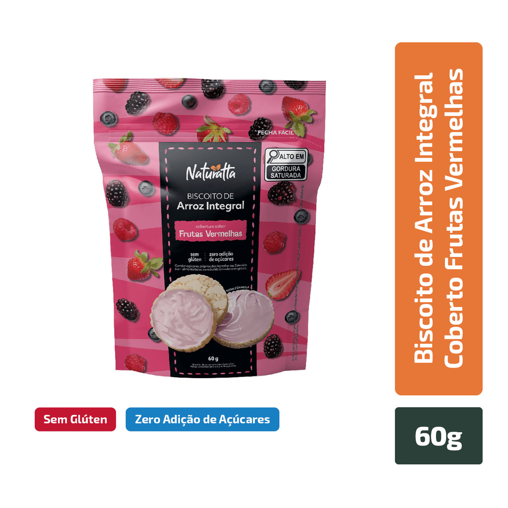 Biscoito Arroz Frutas Vermelhas Zero Açúcar Naturatta 60G - Food & Beverages